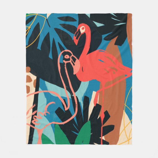Funky Flamingo Fleece Blanket (Front)
