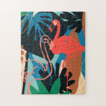Funky Flamingo Jigsaw Puzzle<br><div class="desc">Funky Flamingo II by June Erica Vess. Pink flamingoes are surrounded by abstract-looking tropical greenery in unique shapes and colours. | 133081GG</div>