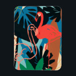 Funky Flamingo Magnet<br><div class="desc">Funky Flamingo II by June Erica Vess. Pink flamingoes are surrounded by abstract-looking tropical greenery in unique shapes and colours. | 133081GG</div>