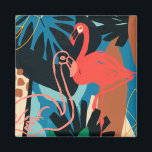 Funky Flamingo Magnet<br><div class="desc">Funky Flamingo II by June Erica Vess. Pink flamingoes are surrounded by abstract-looking tropical greenery in unique shapes and colours. | 133081GG</div>