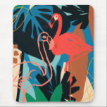Funky Flamingo Mouse Pad<br><div class="desc">Funky Flamingo II by June Erica Vess. Pink flamingoes are surrounded by abstract-looking tropical greenery in unique shapes and colours. | 133081GG</div>