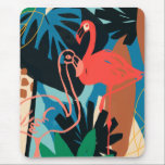 Funky Flamingo Mouse Pad<br><div class="desc">Funky Flamingo II by June Erica Vess. Pink flamingoes are surrounded by abstract-looking tropical greenery in unique shapes and colours. | 133081GG</div>