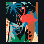 Funky Flamingo Poster<br><div class="desc">Funky Flamingo II by June Erica Vess. Pink flamingoes are surrounded by abstract-looking tropical greenery in unique shapes and colors. | 133081GG</div>