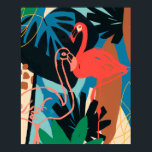 Funky Flamingo Poster<br><div class="desc">Funky Flamingo II by June Erica Vess. Pink flamingoes are surrounded by abstract-looking tropical greenery in unique shapes and colors. | 133081GG</div>