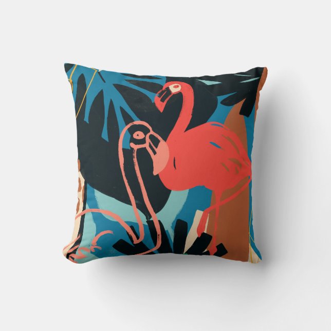 Funky Flamingo Throw Pillow (Front)