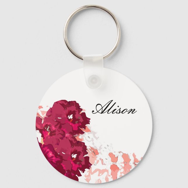 Funky Flora - Button Keychain (Front)