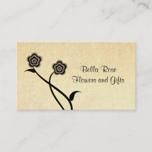 Funky Floral Blooms Business Card, Tan Card