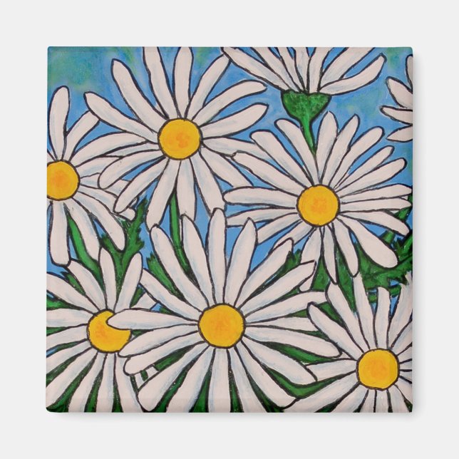 Funky Floral Daisy Magnet (Front)