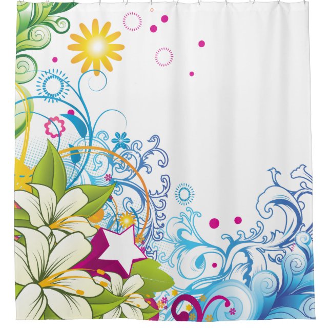 Funky Floral Garden with Lily Flowers and Star (Front)