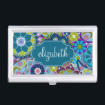Funky Floral Pattern with Custom Name Business Card Holder<br><div class="desc">Modern and stylish design for any woman or professional. A cute and trendy design for women. If you need to move things around,  click on the customize this button to make changes.</div>