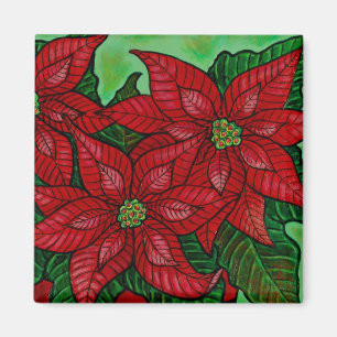 Funky Floral Poinsettia Magnet