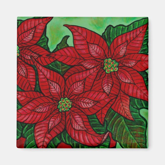 Funky Floral Poinsettia Magnet (Front)