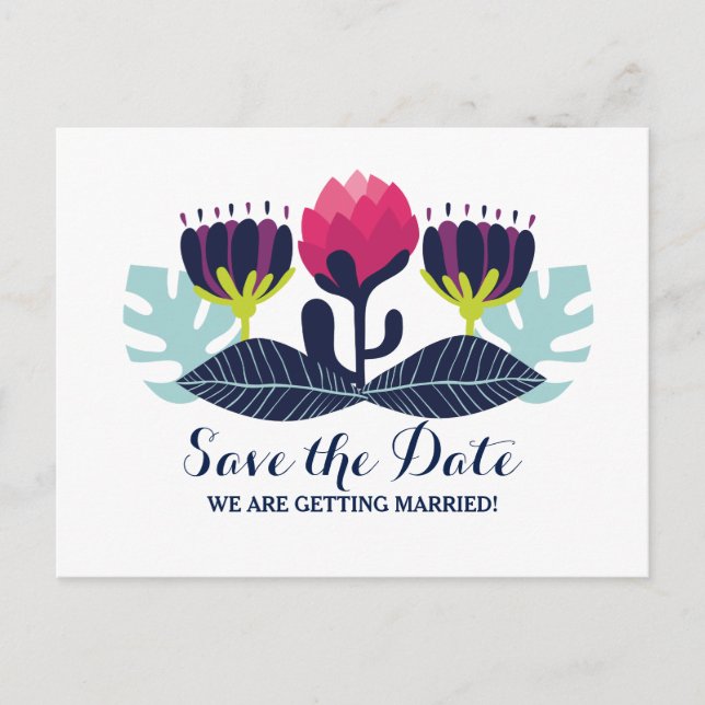 Funky Floral Save the Date Postcard (Front)