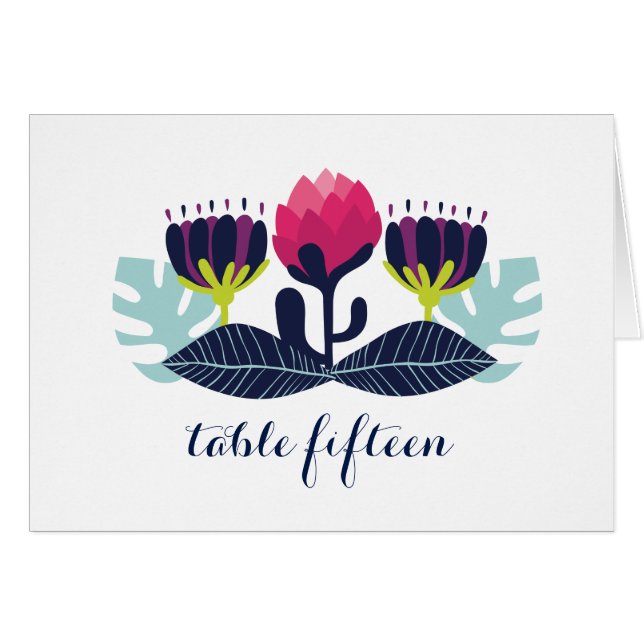 Funky Floral Table Number Card (Front Horizontal)