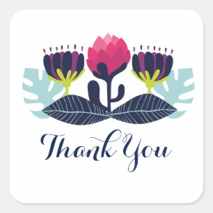 Funky Floral Thank You Stickers