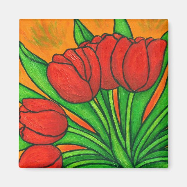 Funky Floral Tulip Magnet (Front)