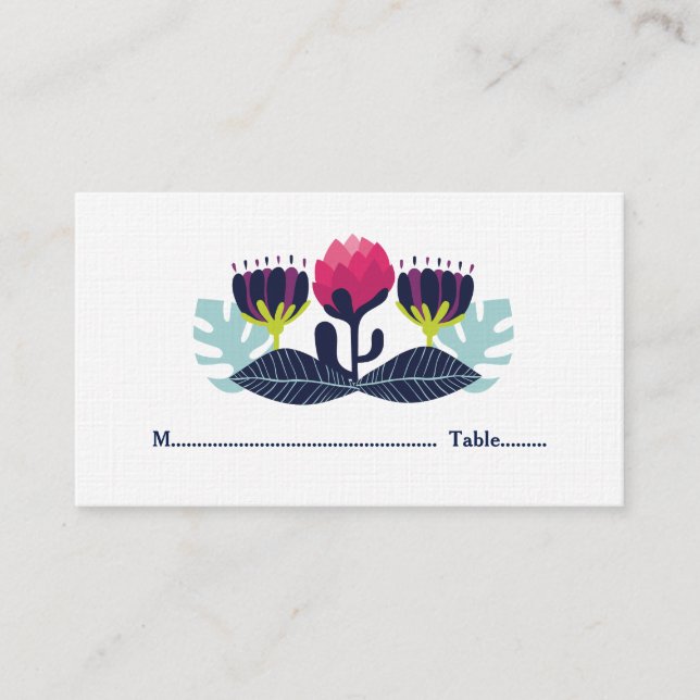 Funky Floral Wedding Place Cards (Front)