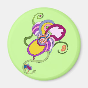 Funky Flower Abstract Illustration Magnet