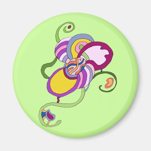 Funky Flower Abstract Illustration Magnet (Front)
