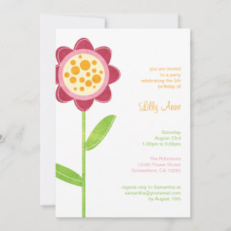 Funky Flower Girls Birthday Party Invitations