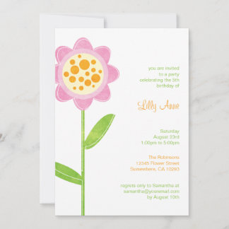 Funky Flower Girls Birthday Party Invitations