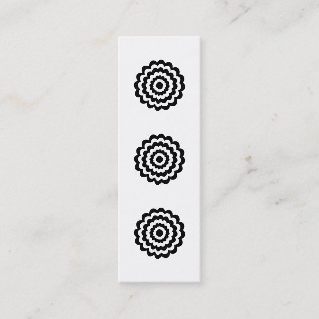 Funky Flower in Black and White. Mini Business Card (Front)