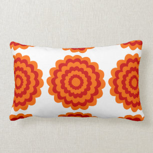 Funky Flower in Orange and Red. Lumbar Pillow