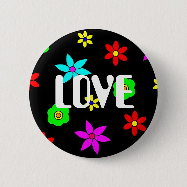 Funky Flower Love Explosion 2 Inch Round Button (Front)