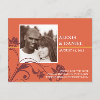 Funky Flower Photo Save the Date Postcard