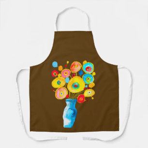 Funky flowers art illustration apron
