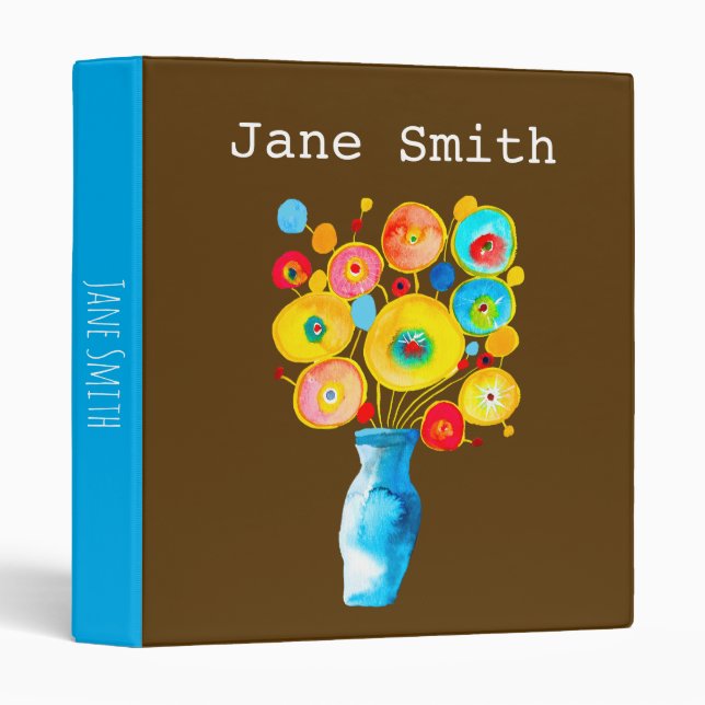 Funky flowers art illustration binder (Front/Spine)