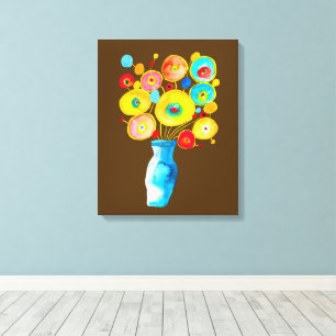Funky flowers art illustration canvas print