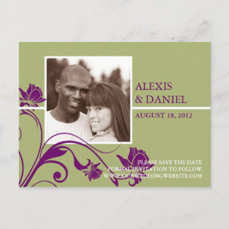 Funky Flowers Photo Save the Date Postcard