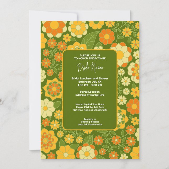 Funky Flowers - Retro Bridal Shower Invitation (Front)