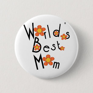 Funky flowers World's Best Mom 2 Inch Round Button