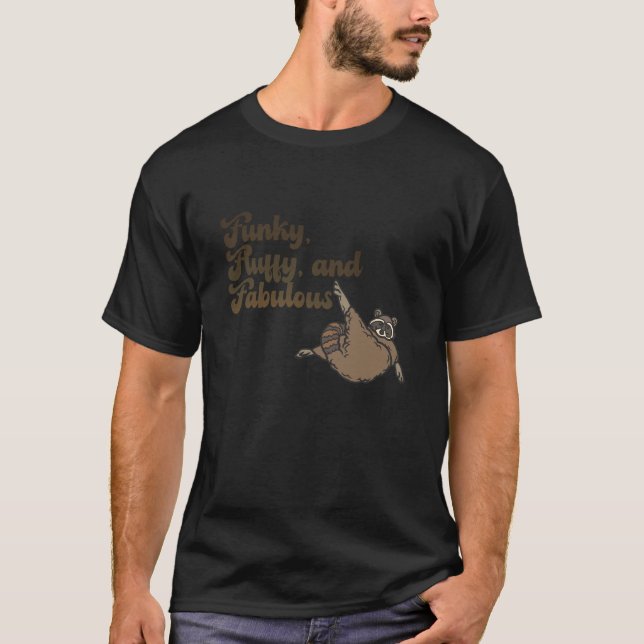 Funky, Fluffy, and Fabulous Raccoon T-Shirt – Cute (Front)