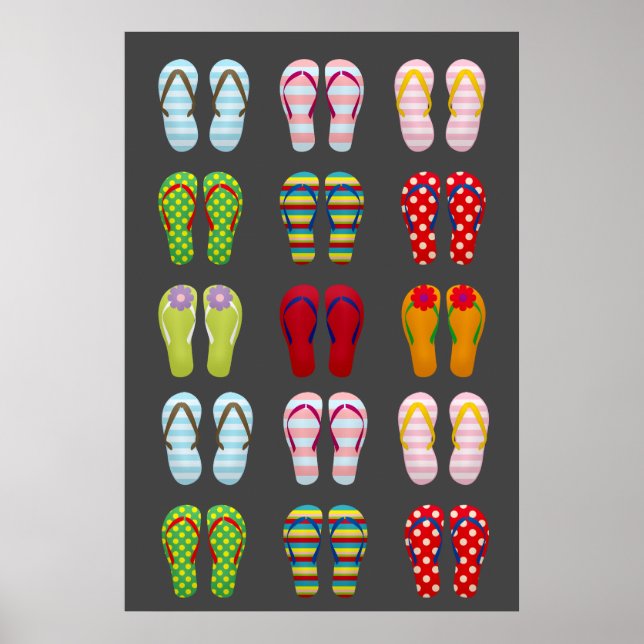 Funky footwear colorful Summer flip flops Poster (Front)