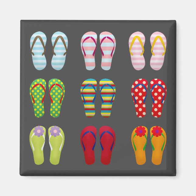 Funky footwear colourful Summer flip flops Magnet (Front)