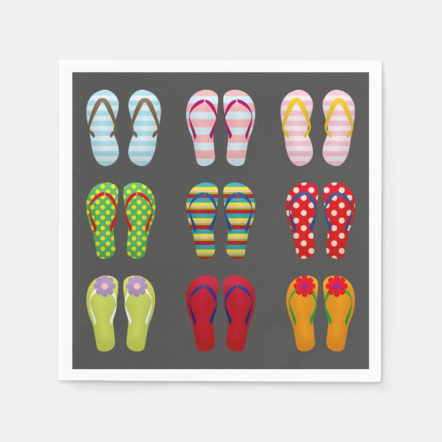 Funky footwear colourful Summer flip flops Napkin (Front)