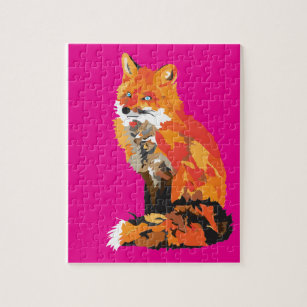 Funky Fox in pink Jigsaw Puzzle