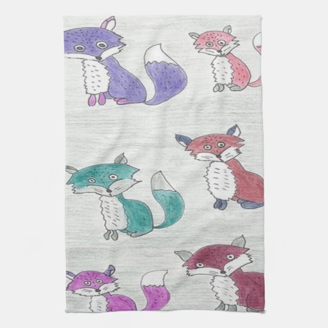 Funky Foxes Kitchen Towel (Vertical)