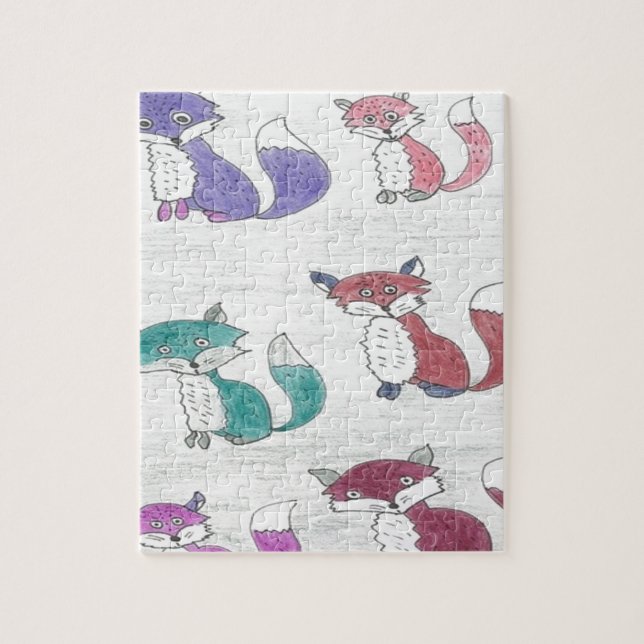 Funky Foxes Pattern Jigsaw Puzzle (Vertical)