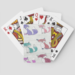 Funky Foxes Pattern Playing Cards