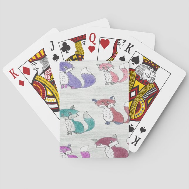 Funky Foxes Pattern Playing Cards (Back)