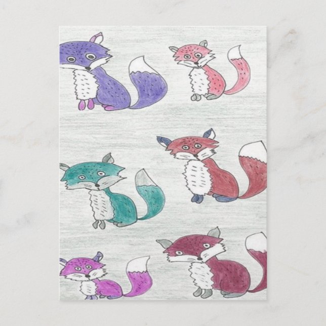 Funky Foxes Pattern Postcard (Front)