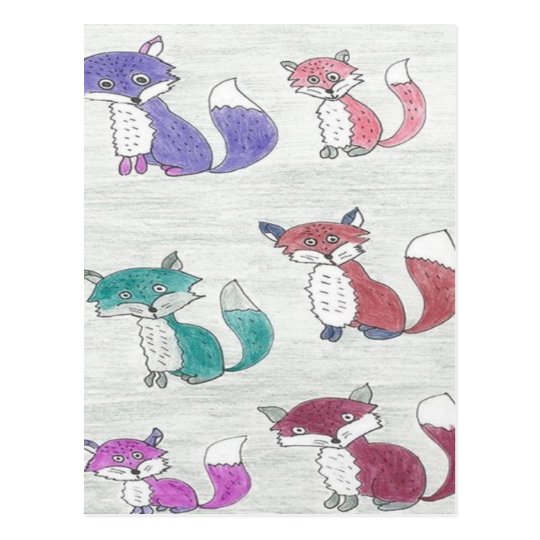 Funky Foxes Pattern Postcard