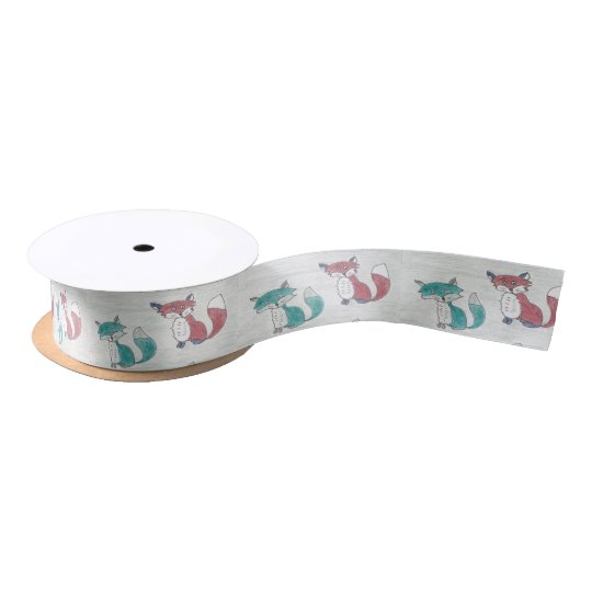 Funky Foxes Pattern Satin Ribbon