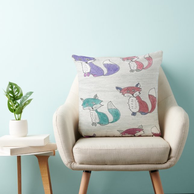 Funky Foxes Throw Pillow (Chair)