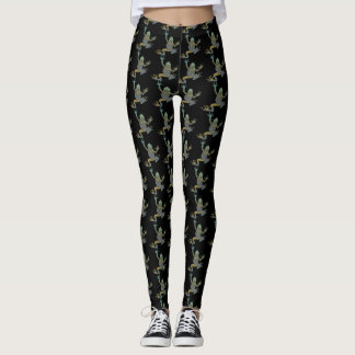 Funky Fractal Climbing Tree Frog Pattern Leggings