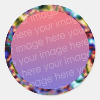 funky fractal texture photo frame classic round sticker